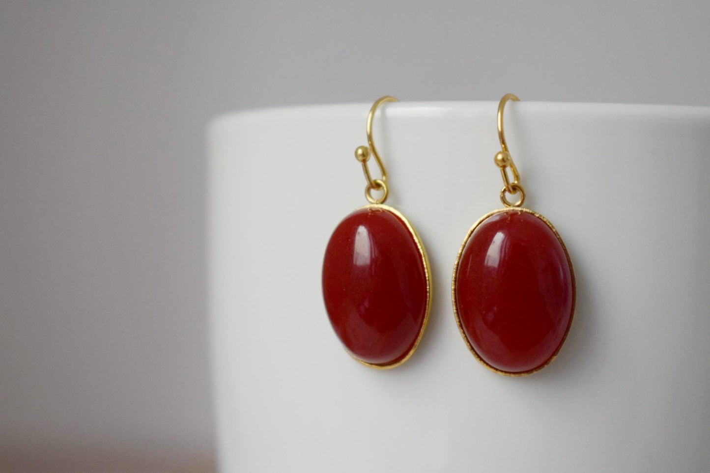 Red jade earrings, Deep red dangle earrings, Statement boho earrings, Gemstone jewelry, Mother's day gift for her