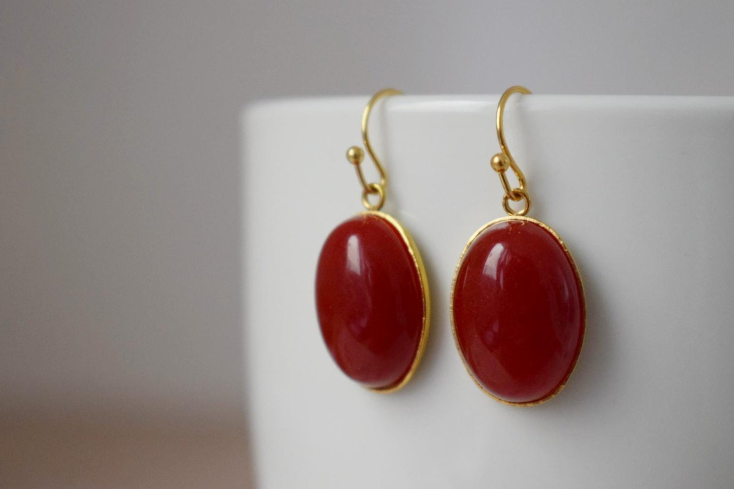 Red jade earrings, Deep red dangle earrings, Statement boho earrings, Gemstone jewelry, Mother's day gift for her