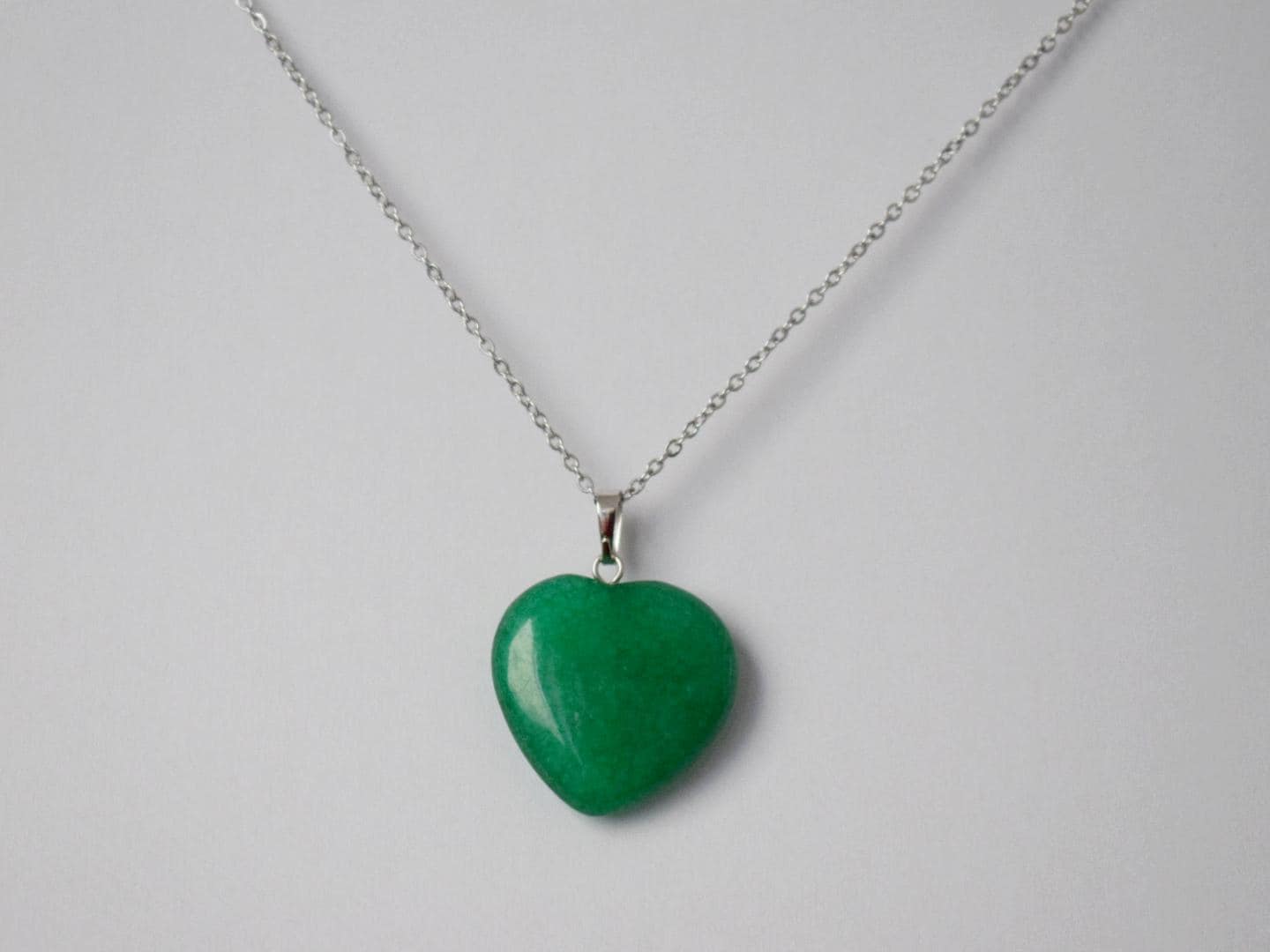 Natural Green jade heart necklace, Gemstone pendant, Long stone necklace, Handmade jewelry, Best gift for her, Mother's day gift