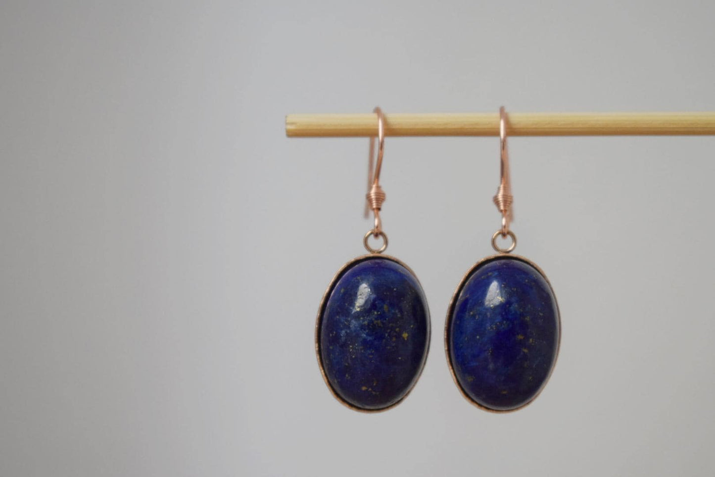 Lapis Lazuli Dangle Earrings, Oval Blue Rose Gold Plated Hanging Earrings, September Birthstone Jewelry, Best Gift for her
