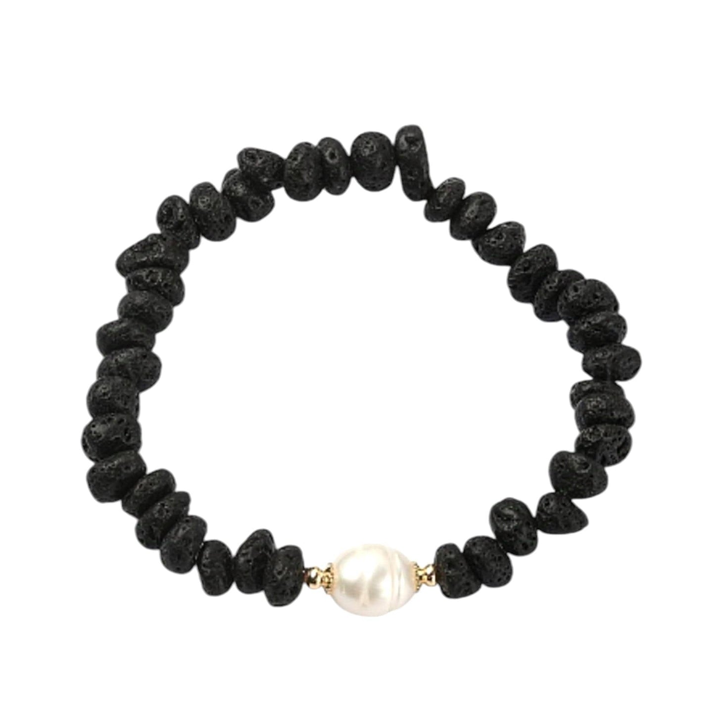 Diffuser Bracelet, Freshwater Pearls & Lava Bracelet, Essential Oils, Elegant Stretchable Fragrance Bracelet, Black white bracelet, Gift