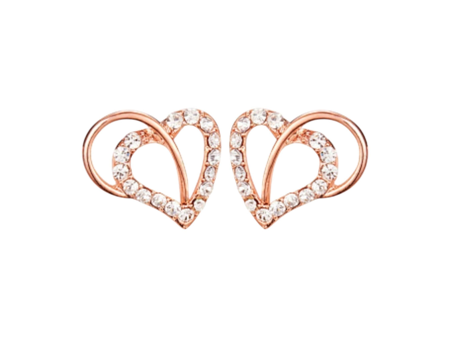 Rose Gold Heart Stud Earrings • Sterling Silver Zirconia Earrings • Minimalist Jewelry • Valentine's Day Gift • Best Christmas Present