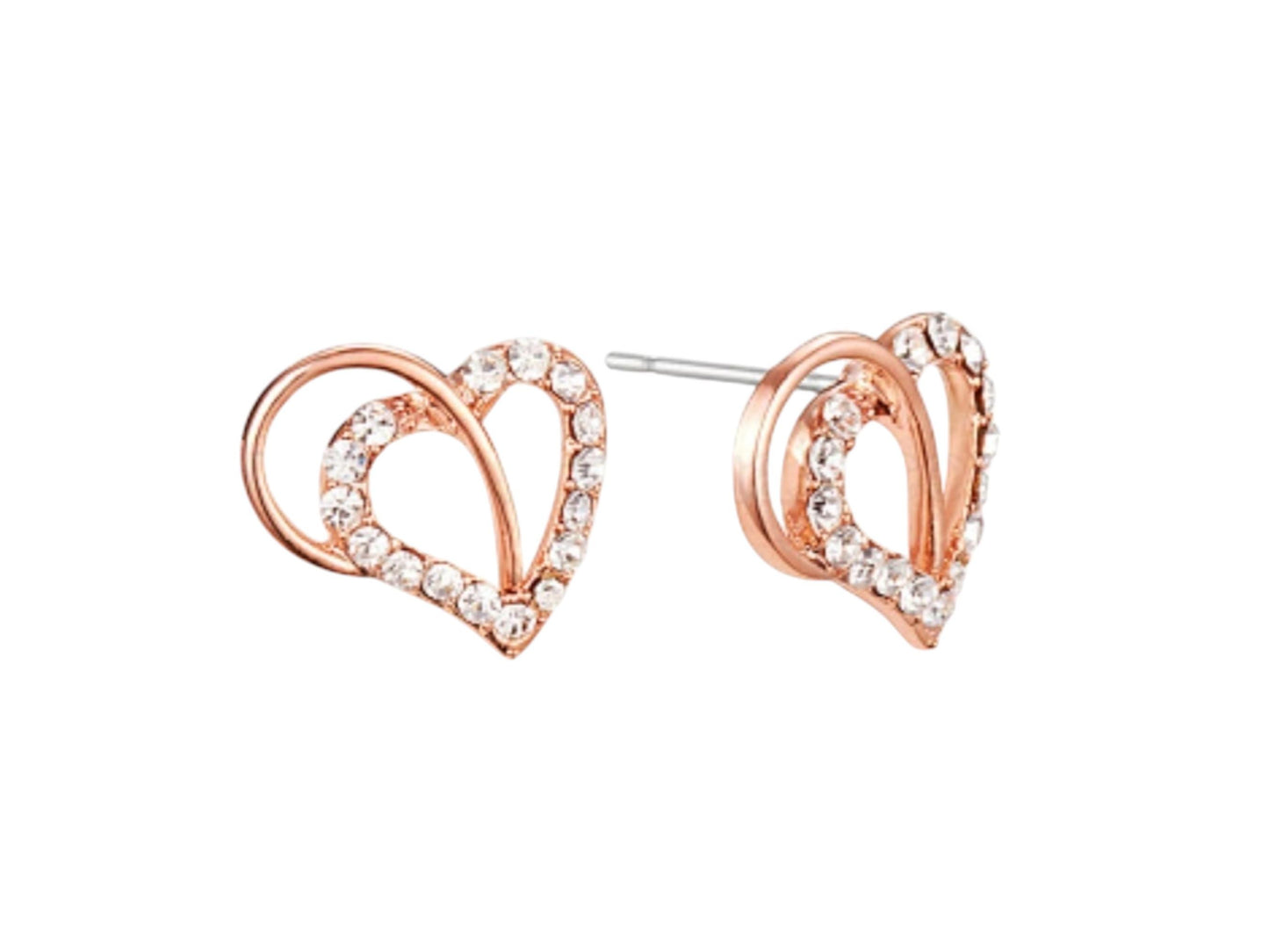 Rose Gold Heart Stud Earrings • Sterling Silver Zirconia Earrings • Minimalist Jewelry • Valentine's Day Gift • Best Christmas Present