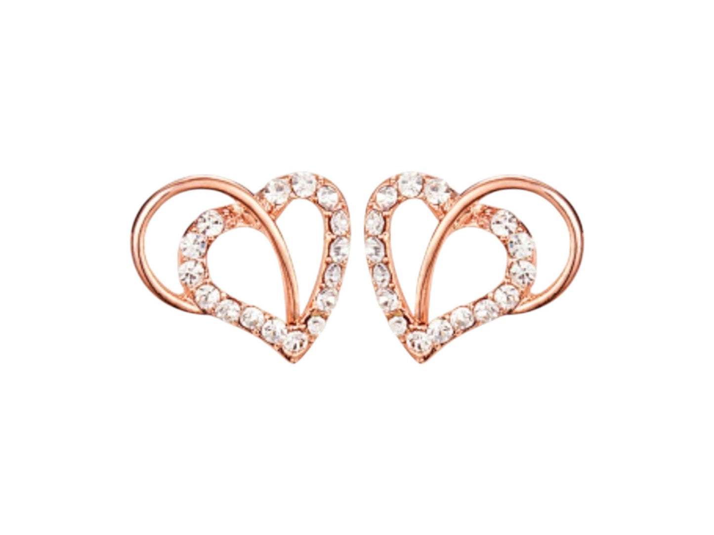 Rose Gold Heart Stud Earrings • Sterling Silver Zirconia Earrings • Minimalist Jewelry • Valentine's Day Gift • Best Christmas Present
