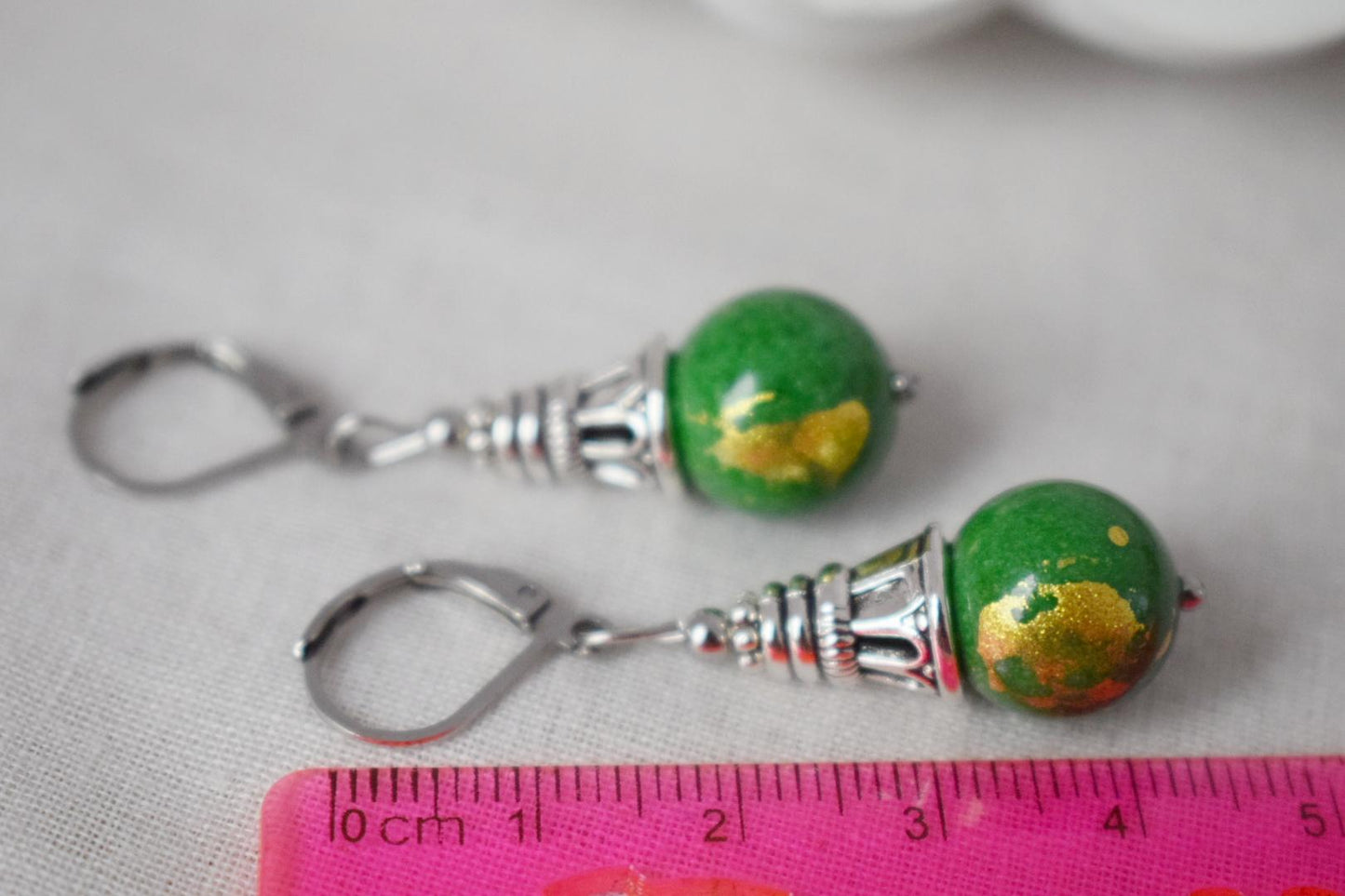 Green jade earrings, Boho gemstone hoop earrings, Vintage dangle and drop earrings, Unique bohemian jewelry, Gift for women