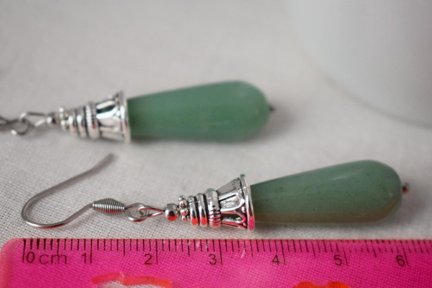 Aventurine dangle earrings, Long teardrop earrings, Green gemstone drop earrings, Boho hanging earrings, Natural aventurine jewelry