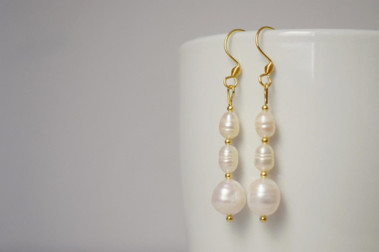 Freshwater Pearl Earrings, Statement Dangle Drop Earrings, 18k Gold Plated Stainless Steel hooks, Wedding Jewelry, Anniversary Gift For Her