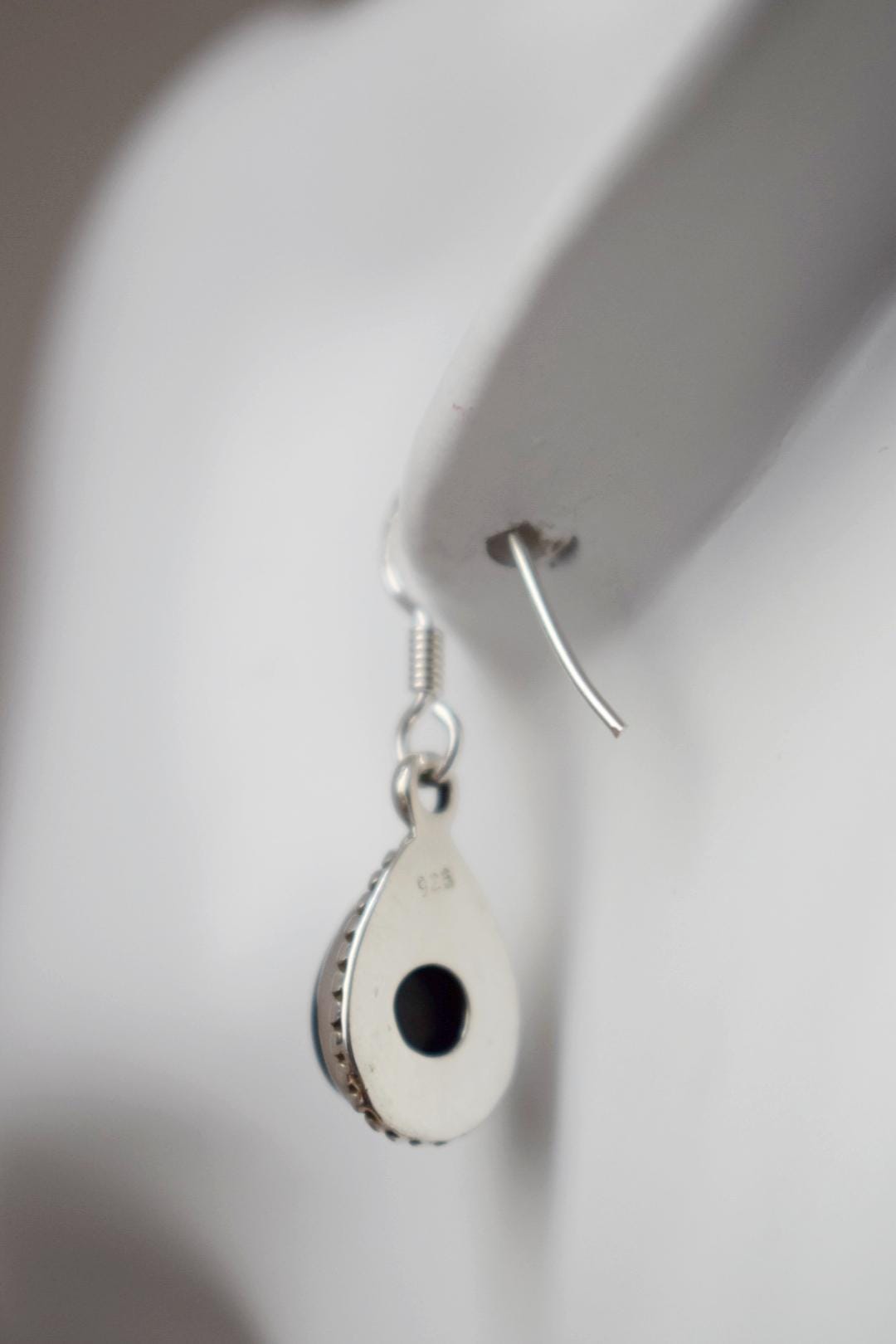 Black Onyx earrings sterling silver, Small teardrop gemstone dangle earrings, Boho chic gift, Handmade jewelry for her, Valentine's day gift