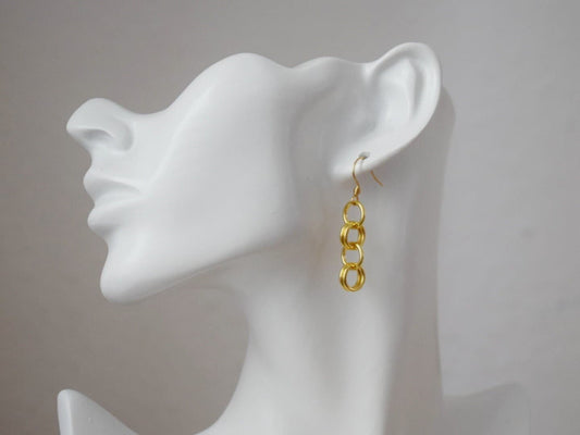 Geometric dangle earrings, 24k gold plated stainless steel rings pendant jewelry, Best valentine's day gift for her