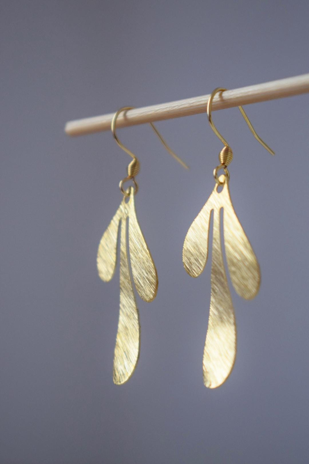 Leaf earrings for women, Dangle Drop earrings, 18k gold plated stainless steel, Boho earrings, Leaf golden jewelry, Unique gift for her