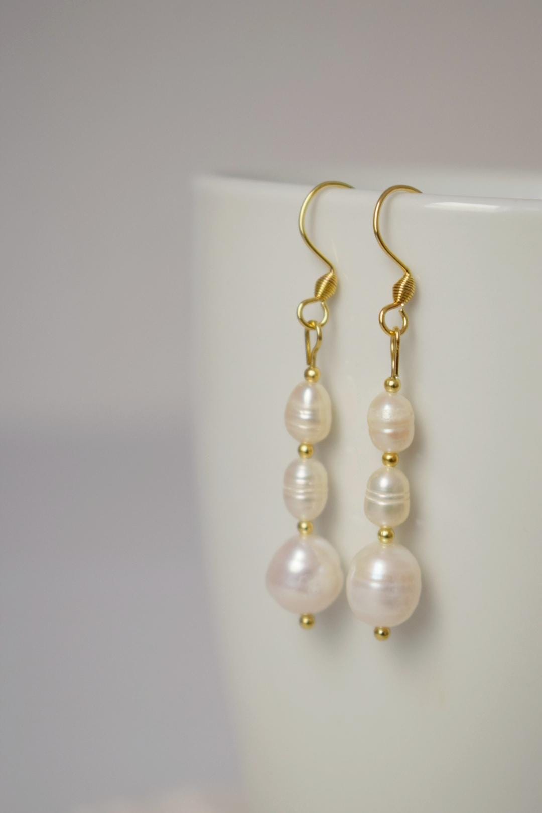 Freshwater Pearl Earrings, Statement Dangle Drop Earrings, 18k Gold Plated Stainless Steel hooks, Wedding Jewelry, Anniversary Gift For Her