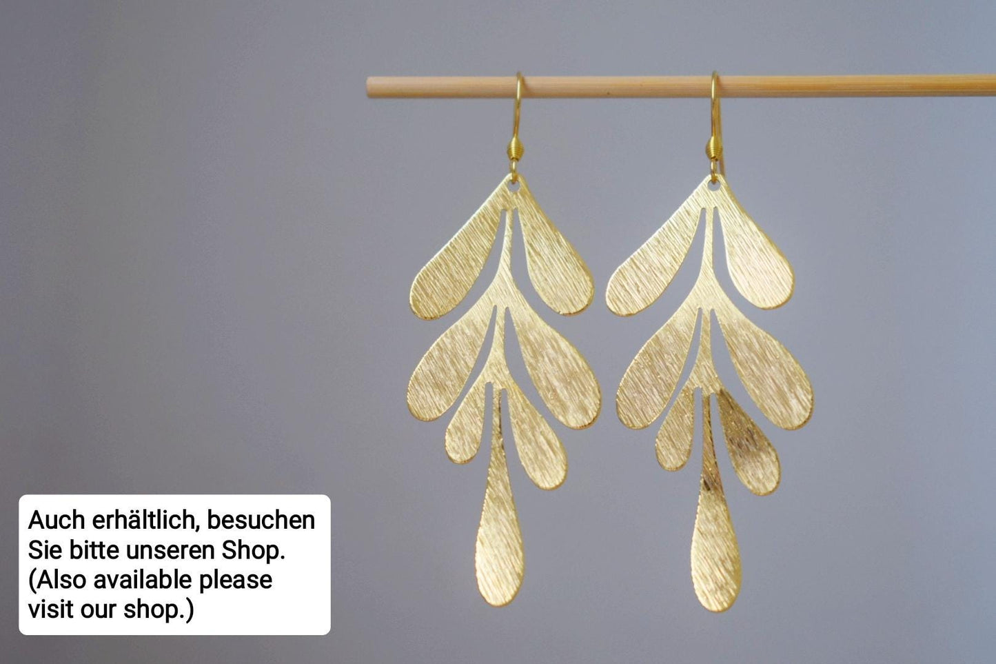 Leaf earrings for women, Dangle Drop earrings, 18k gold plated stainless steel, Boho earrings, Leaf golden jewelry, Unique gift for her